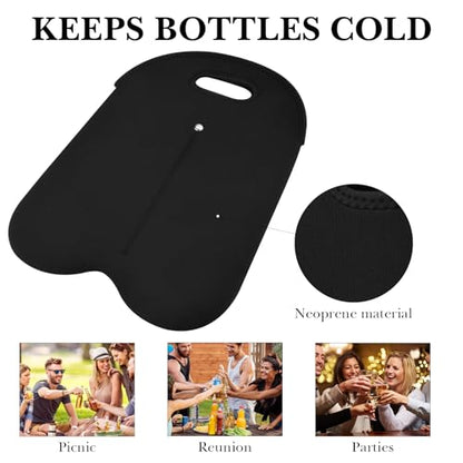 Linkidea Wine Travel Carrier & Cooler Bag, Wine Carrying Tote Picnic Cooler, Black, Modern