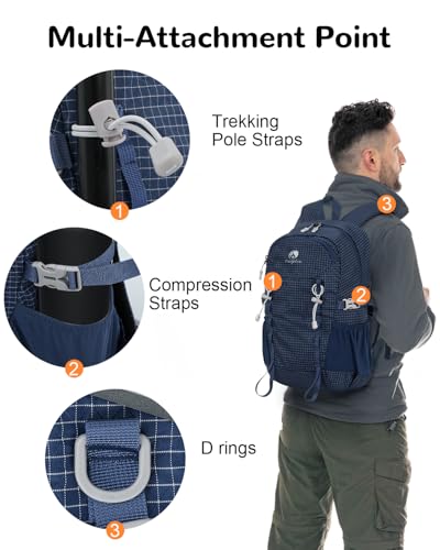 20L Small Waterproof Hiking Backpack Men Women, Lightweight Small Travel Backpack for Outdoor, Blue - color: Blue