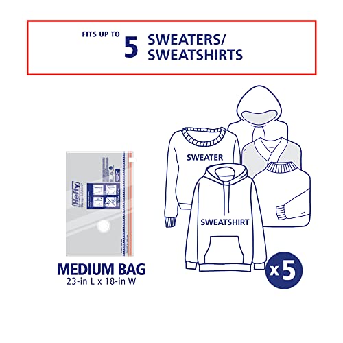 Hefty Shrink-Pak Vacuum Storage Bags - Space Saver for Under Bed Storage, Clothing and Comforters, 3X More Storage Space, 6 Medium Zipper Bags - style: 6 Medium / Clothing