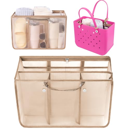 OUTXE Beach Bag Organizer Compatible with X Large Bogg Bag Accessories Inserts, Lightweight Mesh Insert Divider Pouch for Original XL Bogg Bags, Beach Tote Bags Insert for Organizing - color: #9-Khaki, size: X-Large