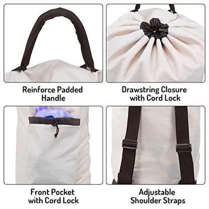 Seiritex Laundry Bag Backpack with Shoulder Straps and Detergent Holder Clothes, Travel Laundry Backpack Bag Hamper for College Dorm Room (Khaki w Brown) - color: Khaki w Brown