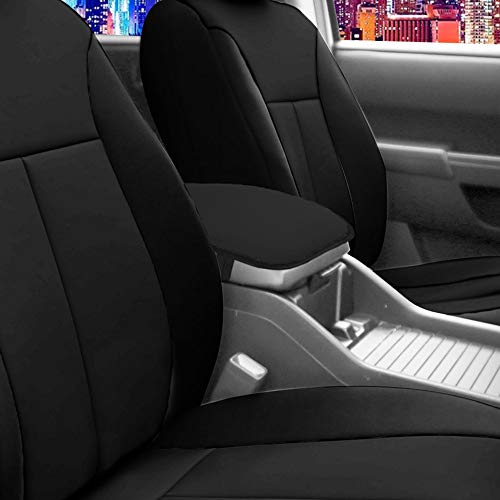 FH Group Neosupreme Black Flat Pattern Center Console Pad – Water-Resistant Armrest Cover Protector for Cars, SUVs & Trucks - color: Black, style: Console Cover (Plain)