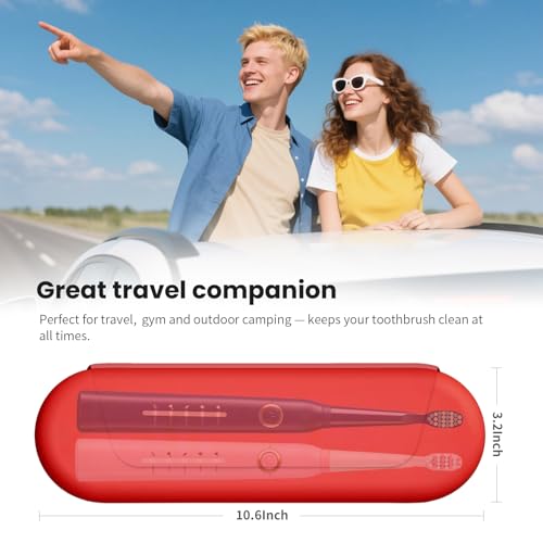 Silicone Electric Toothbrush Travel Case, Manual Toothbrush Travel Cover for Men and Women,Toothbrush Holder for Travel,Gym and More, Fits Most Manual and Electric Toothbrushes - Red - color: Red