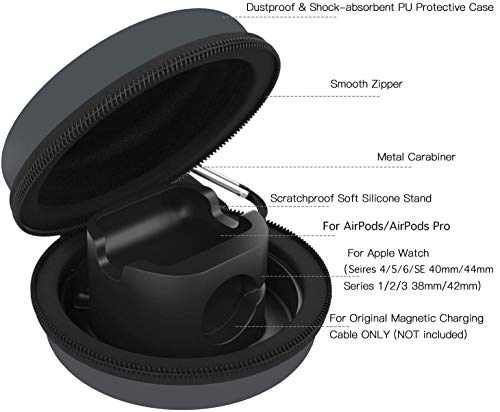 MoKo Storage Box Compatible with Apple Watch Series 11/10/9/8/7/6/5/4/3/2/1/SE3/SE2/SE, Portable Protective Travel Bag Fit iWatch 38mm 40mm 41mm 42mm 44mm 45mm 46mm Airpods Pro/3/2/1, Space Gray - color: Space Gray