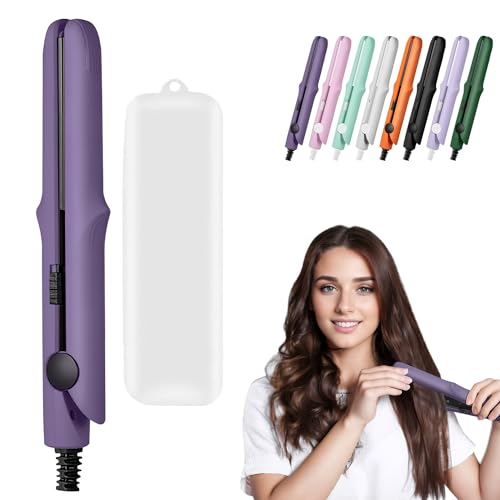 Long-Lasting Portable 2-in-1 Curling Wand and Straightener for Women and Girls, Dual Purpose Styling Tool for All Hair Types and Lengths - Short Hair Friendly (Dark Purple) - color: Dark Purple