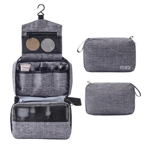 Travel toilet bag is used to store toiletries, Suitable for short-term travel use hanging toilet bag (Gray) - color: Gray