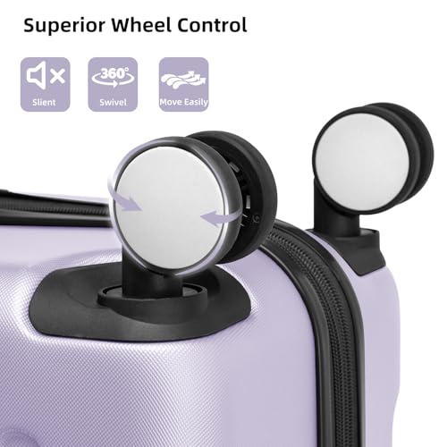 Luggage Sets 6 Piece, Expandable Luggage Set Clearance for Women, Suitcases with Wheels, Hardside Hard Shell Travel Luggage with TSA Lock (Lavender Purple, 6pcs) - color: Lavender Purple, size: 6 piece set