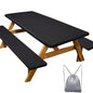 Play Tailor Picnic Table Cover with Bench Covers Camping Essentials Waterproof Windproof Camping Tablecloth with Drawstring Bag, Fitted Rectangle Tables and Seats, 72in, Black - color: Black, size: 72in