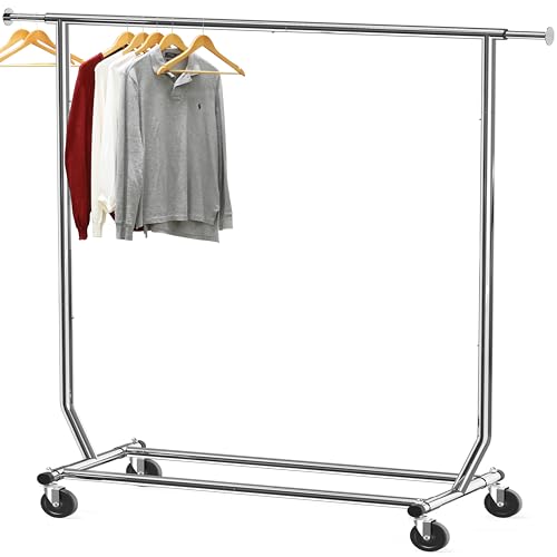 Simple Houseware Supreme Commercial Grade Clothing Garment Rack, Holds Up to 250 lbs, 50 to 75 Inches Extendable Rod, Chrome - color: Chrome, size: Commercial Grade