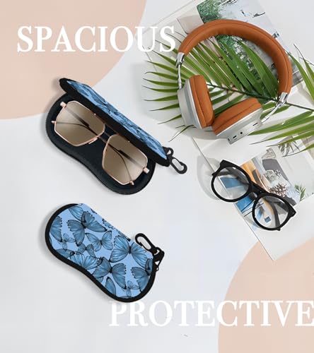 Sunglasses Case Soft Glasses Cases for Women Pouch Eyeglass Bag Eye Glass Kids Girls Sun Glasses Cute Kawaii - color: Blue Butterfly