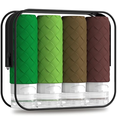 Travel Bottles for Toiletries, TSA Approved Silicone Travel Size Containers for Toiletries, BPA Free Leak Proof Refillable Essentials Accessories, Shampoo and Conditioner Bottles (Forest Green) - color: Forest Green