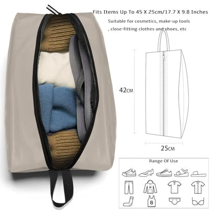 Waterproof Shoe Bag Odor Absorbing Multifunctional Storage Lightweight Shoe Dust Bags with Zipper for Gym Sports Travel Work Men and Women (Off White, 16.5 × 9.8 Inches)