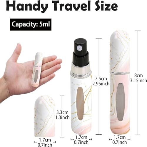 Refillable Perfume Atomizer Travel Bottles– Portable Leakproof Mini Sprayer for Cologne & Essential Oils, Plastic Empty Perfume Bottles with Unique Patterns,2 Pcs(Pink black marble) - color: Pink black marble