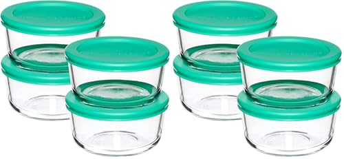 Anchor Hocking 2 Cup Glass Storage Containers with Lids, Set of 4 Glass Food Storage Containers with Mint SnugFit Lids (Pack of 2) - color: Mixed Blue, size: 2 Cup (Pack of 2)
