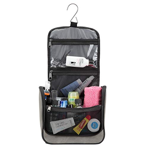 Lewis N. Clark Brushed Twill Hanging Toiletry Kit Bag for Travel Accessories, Shampoo, Cosmetics + Personal Items, Gray - color: Gray
