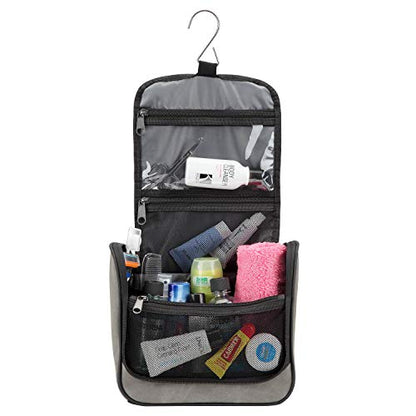 Lewis N. Clark Brushed Twill Hanging Toiletry Kit Bag for Travel Accessories, Shampoo, Cosmetics + Personal Items, Gray - color: Gray