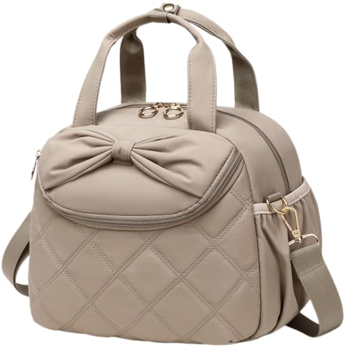 Bluboon Lunch Bag for Women, Insulated Lunch Tote with Shoulder Strap, Cute Large Lunch Box for Work, Teacher Nurse Lunch Cooler Bag for Office, Picnic, Travel (Camel Large Bow) - color: Camel Large Bow