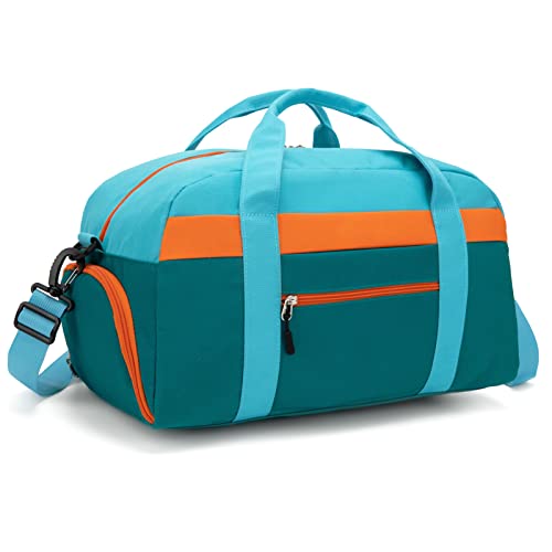 Kids Duffle Bag for Boys or Girls, Fit Sports Practice, or Overnight Travel Weekend (Blue Green) - color: Blue Green