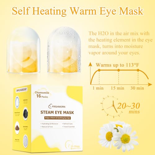 16Packs Steam Eye Mask, Heated Eye Mask for Sleeping, Warm Compress for Eyes, Self Heating Disposal Steam Mask for Home Sleep, Office, Spa, Travel Essentials Mothers Day Gifts (Chamomile) - color: 16Packs Chamomile