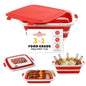 XUDAKAIXIN Collapsible BBQ Prep Tub for Meal Prep, Marinating,Food Storage, picnics, camping, barbecues,cutting fruits and vegetables - Includes Cutting Board and Locking Lid,(X-Large) Red - color: (X-Large)Red