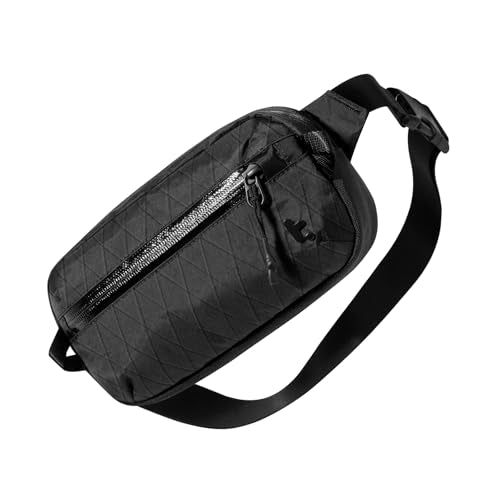 tomtoc 1.5L X-Pac Sling Bag with RFID Blocking, Crossbody Bag Minimalist Chest Shoulder Pack for Men/Women, Water-resistant Lightweight Casual Funny Pack for Travel, Daily Commute - color: X-Pac Black, size: 1.5L