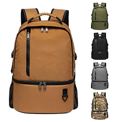 TUGUAN Insulated Cooler Backpack 38 Cans Double Deck Leakproof Lightweight Soft Lunch Backpack Small Cooler Bag Beach Picnic - color: 8901-brown