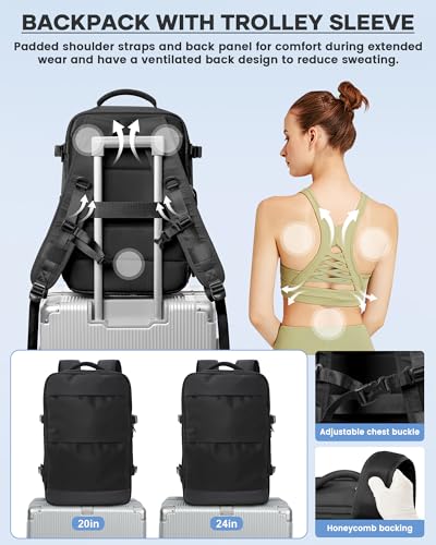 Vacuum Backpack Travel with Pump, Travel Carry On Backpack with Vacuum Compression System, Mochila de viaje compresion al vacio - Black - color: B- Black