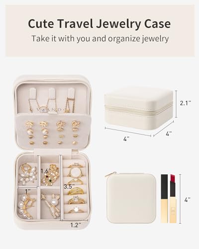 VLANDO Bridesmaid Proposal Gifts - Travel Jewelry Case, Small Travel Jewelry Organizer Box for Girls Women - White - color: White