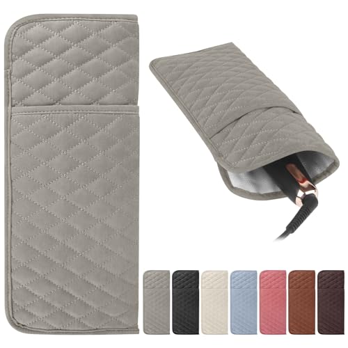 Heat Resistant Hair Tools Organizer Bag Portable Travel Storage Cover Pouch for Hair Straighteners, Curling Irons, Flat Irons and Hot Styling Tools(13.8" x 5.5") - color: Grey