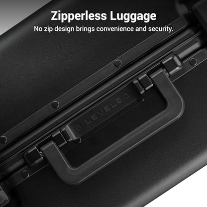 LEVEL8 Zipperless Carry On Suitcase Airline Approved with Aluminum Frame, Hard Shell Luggage with Spinner Wheels, Metal Travel Luggage, 20 Inch, Black - color: Black, size: Carry-On 20 Inch (With 6PC Organizers)