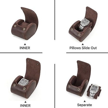 Personalized Custom Name Watch Case Roll Organizer, Genuine Leather Travel 1-Watche Case For Watch/Bracelet (03 Coffee) - color: 03 Coffee