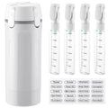 Domensi 4 in 1 Travel Dispenser with 4 Pack 30ml Travel Bottles and Label Refillable & Leak Proof Portable Toiletry Containers with Locks for Shampoo Lotion Conditioner Cream (White) - color: White