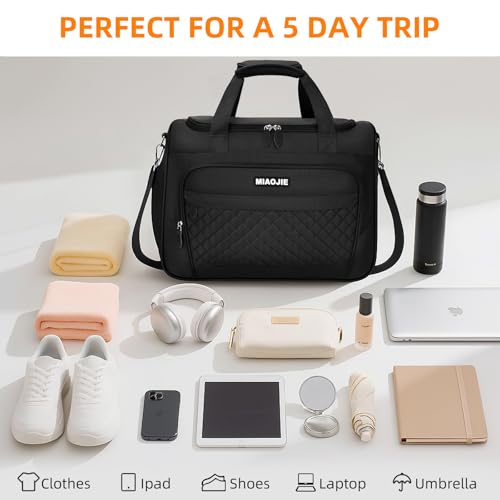 Travel Duffle Bag for Women, Underseat Carry On luggage Bag Foldable Overnight Weekender Hospital Bag Lightweight Airplanes Personal Item Travel Tote Bag for Women Birthday Gifts, 18IN Black - color: Black, size: 18IN
