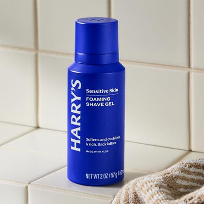 Harry's Original Shaving Kit for Men - Razor Handle, 5 Razor Blade Refills, Foaming Shave Gel, Travel Blade Cover - TSA Approved Travel Essentials - German Engineered - Chrome Edition - style: Chrome