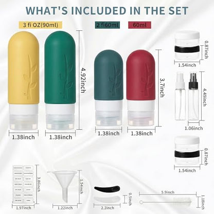 DEPOZA Travel Bottles Kit (16 Pack) - TSA Approved, Leak Proof Silicone Squeezable Containers for Toiletries. Complete Set with Jars, Sprayers & Bag (Wine Red) - color: Wine Red