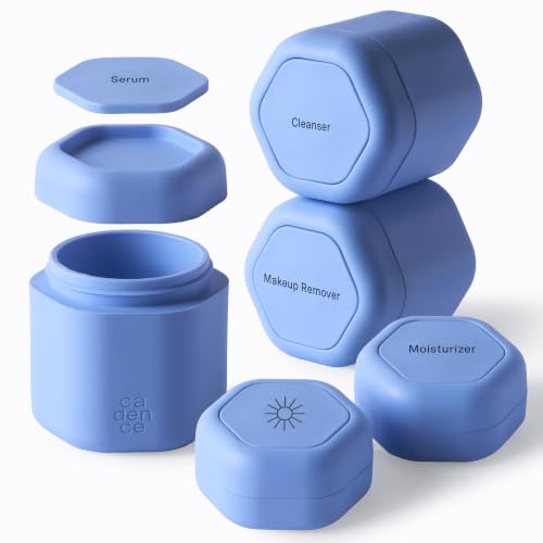 Cadence Capsules - Core Skincare Set, Pacific - Five Containers with Magnetic Lids - 100% Leak Proof & TSA Approved for Travel and Carry On, 2 Small (0.56oz) & 3 Medium (1.32oz) - color: Pacific, size: Core Set