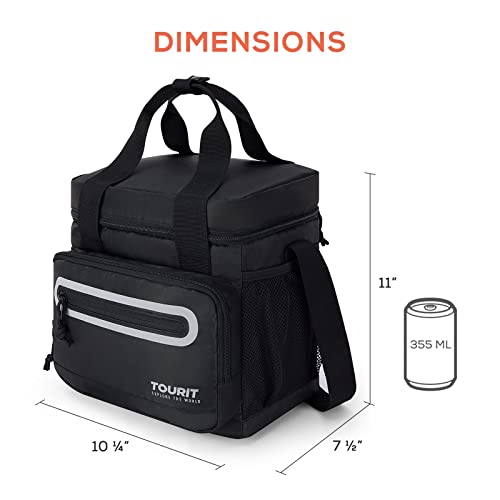 TOURIT Large Lunch Bag 14L Insulated Lunch Box Lunch Cooler for Men Women Work, Black - color: Black