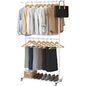 Sywhitta Double Rod Clothing Garment Rack, Rolling Coat Hanger with Bottom Mesh, Clothing Rack for Hanging Clothes, Coats, Skirts, Sweaters, White - color: White, size: With mesh