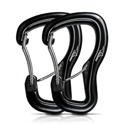 Heavy Duty Carabiner Clip Hook 8KN (1763 lbs), 2 PCS Ultra-Light Aluminum Caribeaners with Double Door D Ring Shape, for Hammock, Camping, Hiking, Backpacking, Dog Leash, Keychain Clip - style: 1#Black-2pc