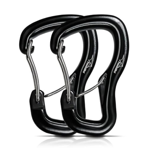 Heavy Duty Carabiner Clip Hook 8KN (1763 lbs), 2 PCS Ultra-Light Aluminum Caribeaners with Double Door D Ring Shape, for Hammock, Camping, Hiking, Backpacking, Dog Leash, Keychain Clip - style: 1#Black-2pc