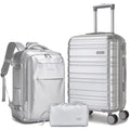 LARVENDER Carry on Luggage 22x14x9 Airline Approved Hardshell Suitcase with Wheels TSA Lock, PC+ABS Lightweight Suitcase Set for Women with Travel Backpack, Glossy Silver, 3 Piece Set - color: Glossy Silver (XL-BP), size: 3 Piece Set (Backpack/TB/20)
