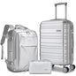 LARVENDER Carry on Luggage 22x14x9 Airline Approved Hardshell Suitcase with Wheels TSA Lock, PC+ABS Lightweight Suitcase Set for Women with Travel Backpack, Glossy Silver, 3 Piece Set - color: Glossy Silver (XL-BP), size: 3 Piece Set (Backpack/TB/20)