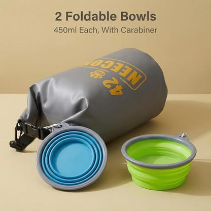 Dog Food Travel Bag With Collapsible Travel Bowls, 42 Cup Dog Food Storage System for Camping, Everyday-10L Food Dry Bag - color: bowl-400ml