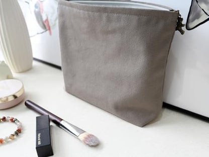 HAPPYHEIDI Canvas Pouch for Travel, Accessory Tool Bag, Solid Gray, Cotton Blend, Zipper Closure, 7.1x2.4x7 Inches - color: GR-Canvas-Gray