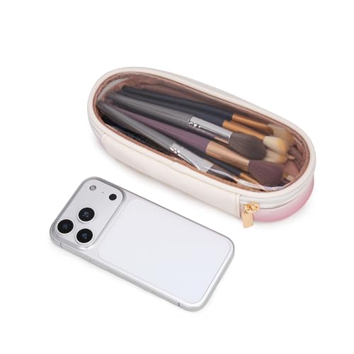 Montana West X Wrangler Travel Makeup Bag 2pcs Set Large Cosmetic Bag with Makeup Brush Holder Portable Make Up Organizer Cute Toiletry Bag with Divider and Handle for Women Gradient - color: Khaki-Tan