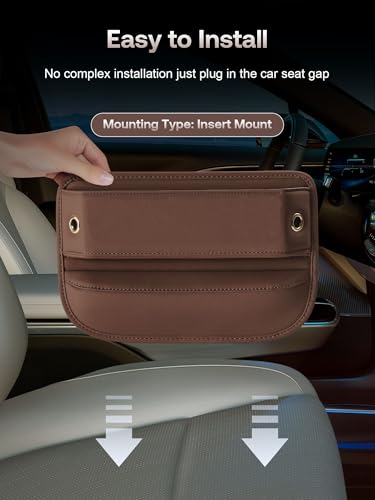 Premium Leather Car Seat Gap Filler Organizer (0.2”-1.2" Gaps), Clever Gifts for Car SUV Truck Owners (Brown, 1 Pack) - color: 03 Brown, 1 Pack