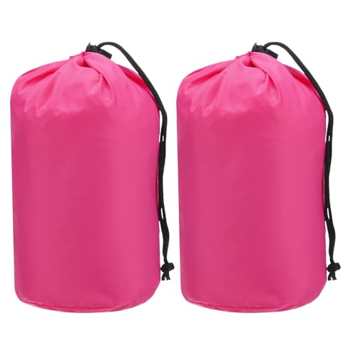 Stuff Sack [2PCS] - Waterproof Outdoor Storage Sacks Use for Backpacking & Traveling & Hiking - [Rose Red-5 x 10 in/ 13 x 25 CM] Ultralight Drawstring Bags - color: Rose Red