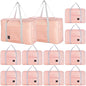 Travel Bag 12 Packes Carry on Luggage Foldable Duffel Bag Sports Gym Bag Weekender Overnight Bag Water Resistant Nylon Travel Duffel for Men Women (Pink 12PCS) - color: Pink 12