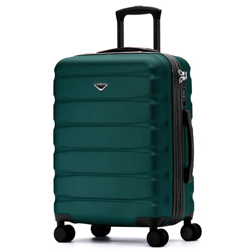 Flight Knight 22x18x10 Expandable Carry On Suitcase Hardside TSA Lock & USB C Port Lightweight Luggage Silent Double Spinner Wheels Maximum Spirit Overhead Carry-On Bag Airlines Approved Green - color: Forest Green, size: 22x18x10"
