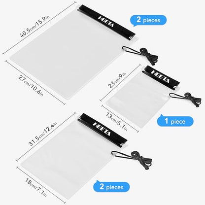 HEETA 5-Pack Clear Waterproof Dry Bag Pouch, Water Tight Cases Dry Bags Document Holder for Camera Mobile Phone Maps, Kayaking Boating - color: Black